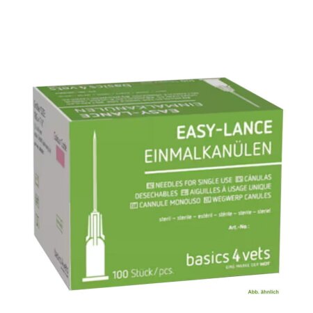 basics4vets EASY-LANCE Einmalkanülen | 17 G x 2 | 1,4 mm x 50 mm | Weinrot | 100 Stück