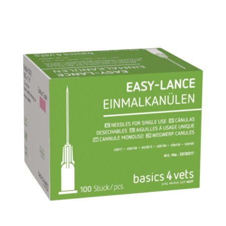 basics4vets EASY-LANCE Einmalkanülen | 18 G x 1 1/2 | 1,2 mm x 40 mm | Rosa | 100 Stück