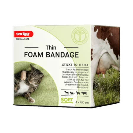 Snögg Thin Foam Bandage | Euterbandage, Zitzenverband | haftet nicht an Fell und Haut | 6,0 cm x 4,5 m