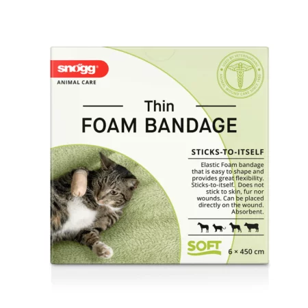 Snögg Thin Foam Bandage | Euterbandage, Zitzenverband | haftet nicht an Fell und Haut | 6,0 cm x 4,5 m