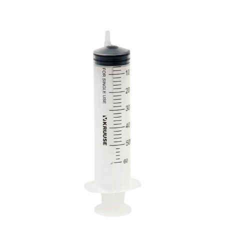 Kruuse Einwegspritzen 3-teilig mit Gummikolben, Luer-Anschluss | 25 Stück | 50 ml
