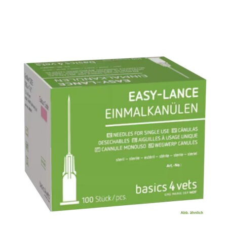 basics4vets EASY-LANCE Einmalkanülen | 14 G x 2 3/8 | 2,1 mm x 60 mm | Hellgrün | 100 Stück